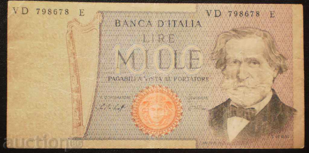 Italia 1000 1969 lire VF rare bancnote cu preț € 2.56 | 5.01 BGN