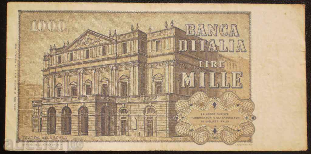 Италия  1000  Лирети  1969 VF  Рядка  Банкнота