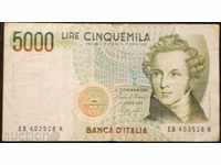Bancnota Italia 5000 de lire italiene 1985 VF