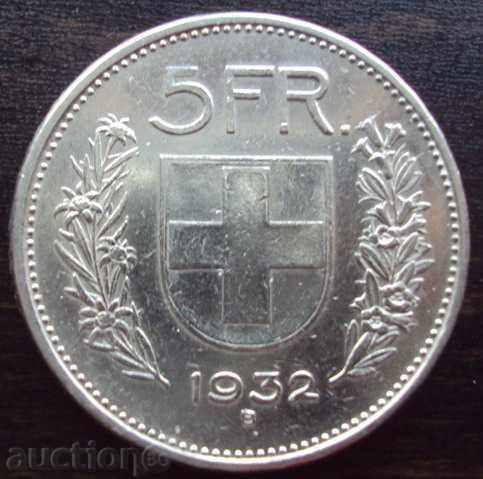 5 φράγκα το 1932, Ελβετία