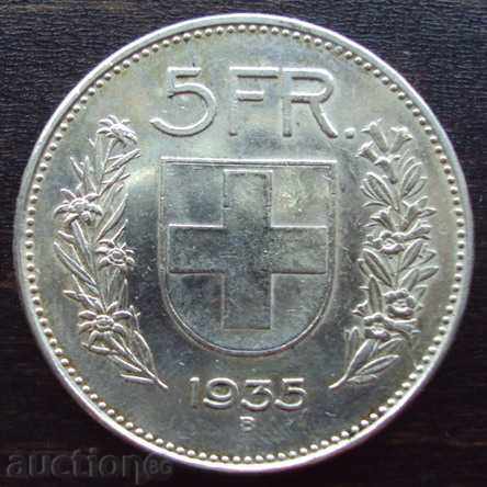 5 φράγκα το 1935, Ελβετία