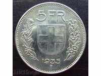5 φράγκα το 1935, Ελβετία