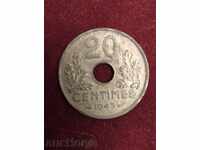 Γερμανική Κατοχή Γαλλία 20 centimes 1943