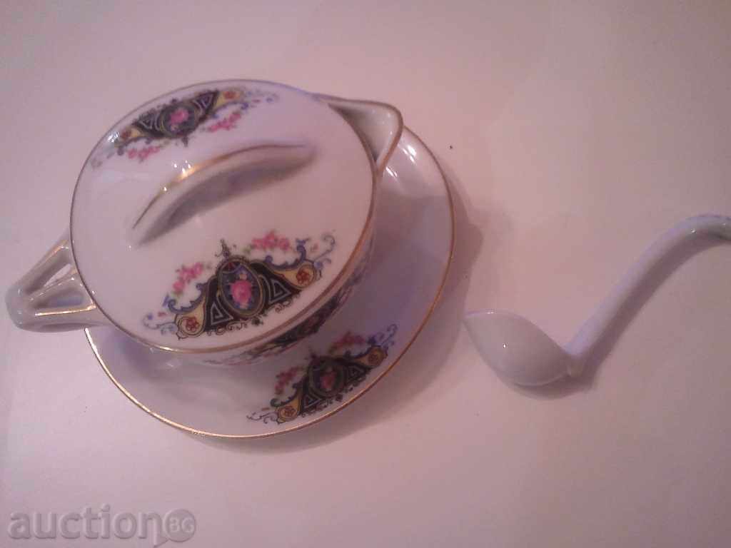 Auction antique porcelain saucer complete set h & c chodau Auction antique porcelain saucer complete set h & c chodau