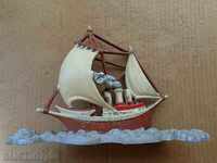 Old ship, plastic, sculpture, panel, figure - early 20th century