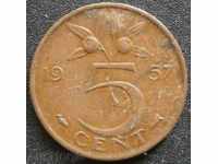 Olanda 5 cenți 1957.