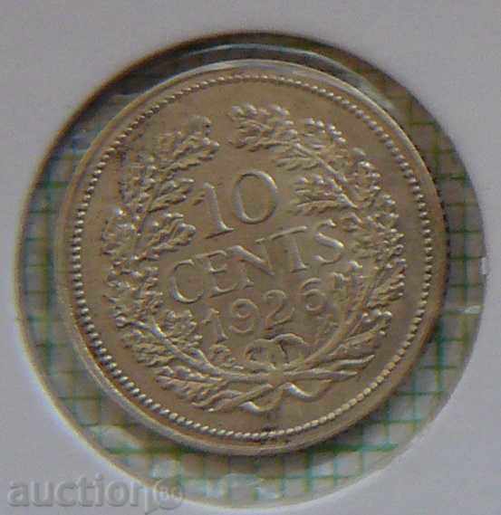 10 cenți 1926 Țările de Jos-argint