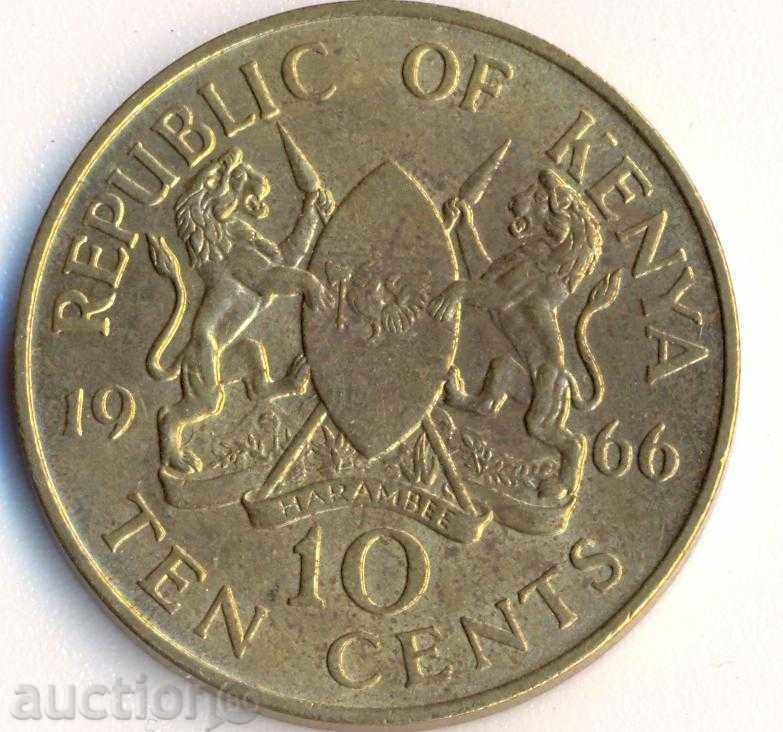 Кения 10 цента 1966 година Джомо Кениата, 30 мм.