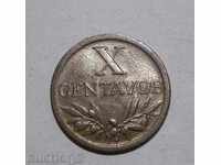 Португалия 10 центавос 1954 прекрасна монета