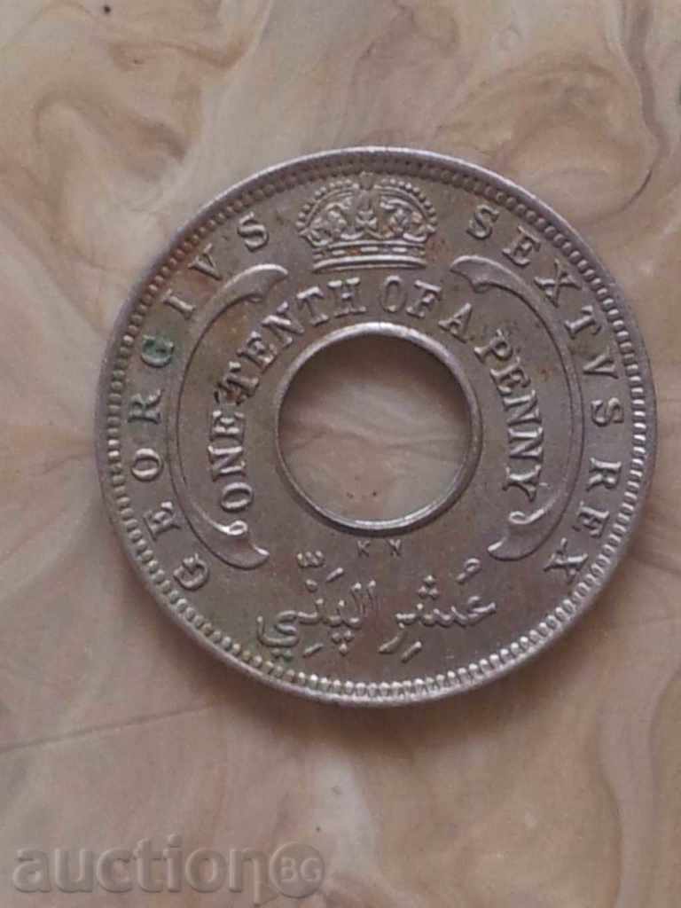 Βρετανική Δυτική Αφρική - 1/10 δεκάρα 1950 τύπου KN - 14 με τιμή 6.90 BGN | € 3.53 Βρετανική Δυτική Αφρική - 1/10 δεκάρα 1950 τύπου KN - 14 με τιμή 6.90 BGN | € 3.53