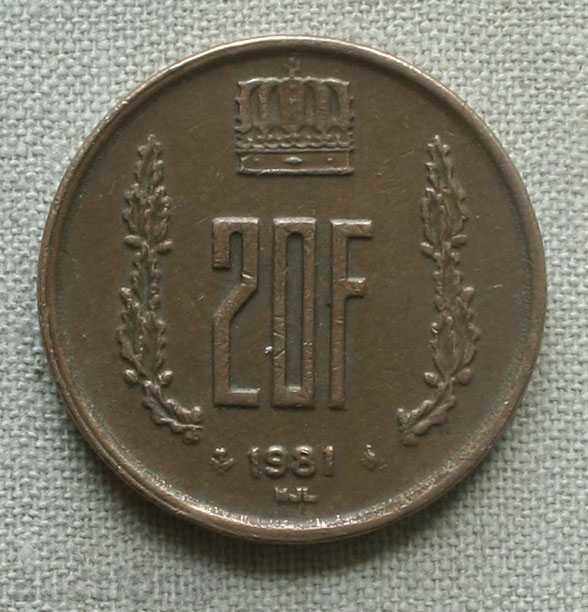 20 φράγκα το 1981 Luxembourg