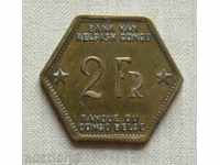 2 franci belgieni Congo 1943