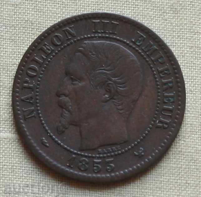 2 centimetri 1853 W - Franța - rareori -EF cu preț € 127.82 | 249.99 BGN