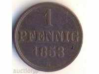 Germany 1 pennig 1853 Hannover, George V