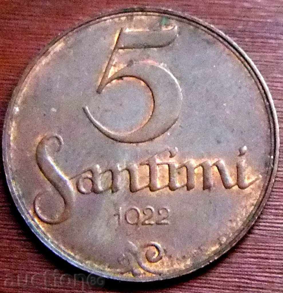 Λετονία 5 Sentima 1922