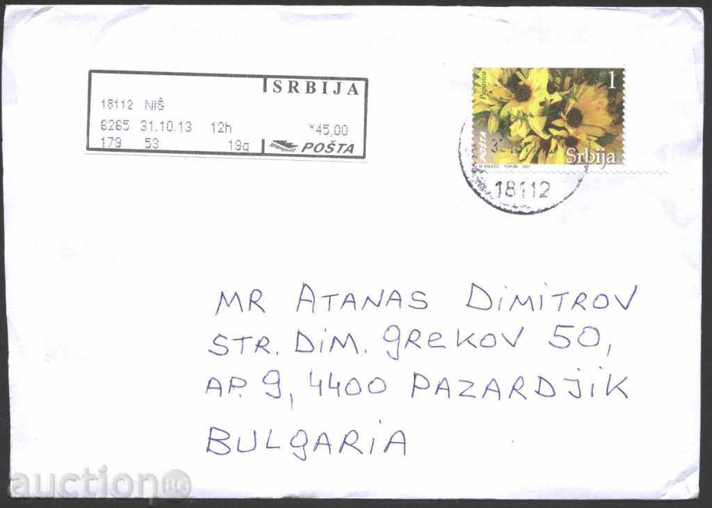 Traveled Envelope with Flowers 2007 Serbia