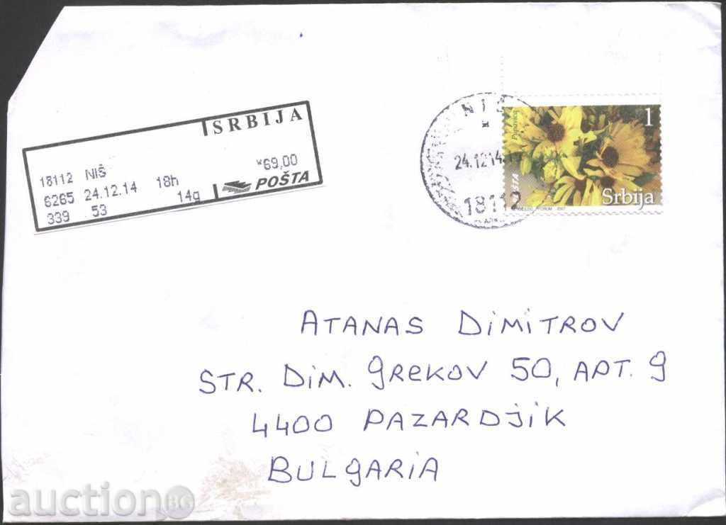 Пътувал  плик с марка Цветя  2007  Сърбия