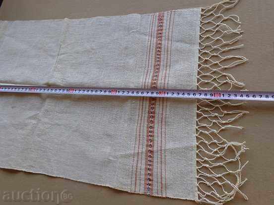 Auction  Old fringed cloth with lace, knitting, fringe with embroidery