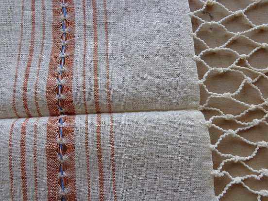 Old fringed cloth with lace, knitting, fringe with embroidery - 5