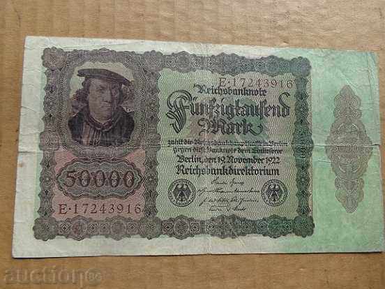German banknote 50,000 marks, banknotes, Weimar Republic