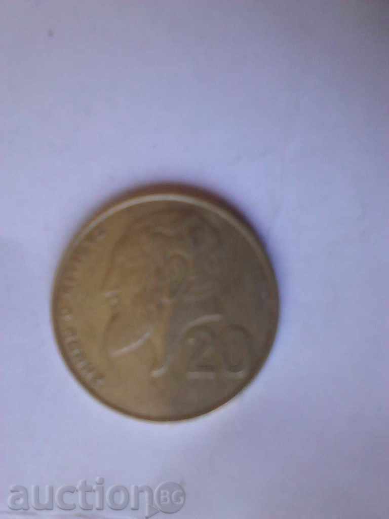Cyprus 20 cents 1992