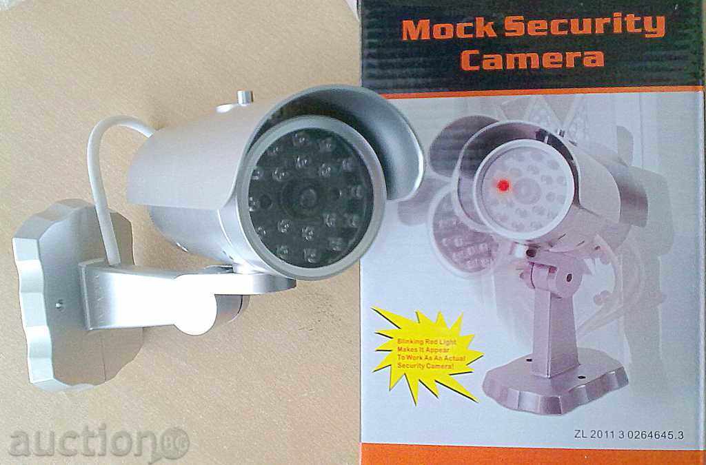 Fake video camera with motion sensor, motor and light sensor