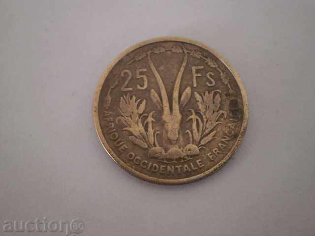 French West Africa - 25 francs, 1956, rare, 27D with price 9.90 BGN | € 5.06 French West Africa - 25 francs, 1956, rare, 27D with price 9.90 BGN | € 5.06