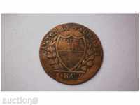 Вауд-Швейцария Сребърен 1 Батцен-10 Рапен 1831 Рядка Монета