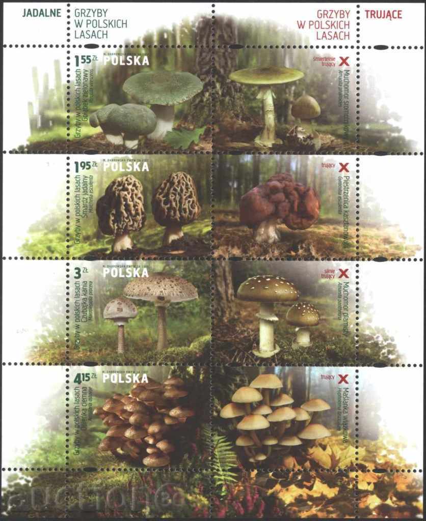 Чисти марки  в малък лист Гъби 2012 от Полша