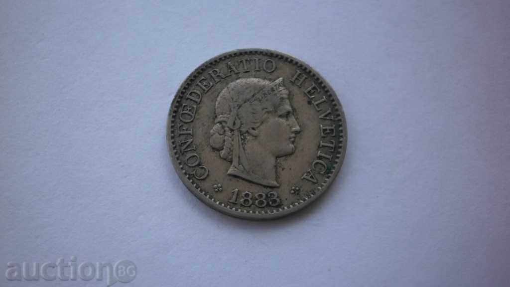 Switzerland 5 Rapen 1883 Rare Coin