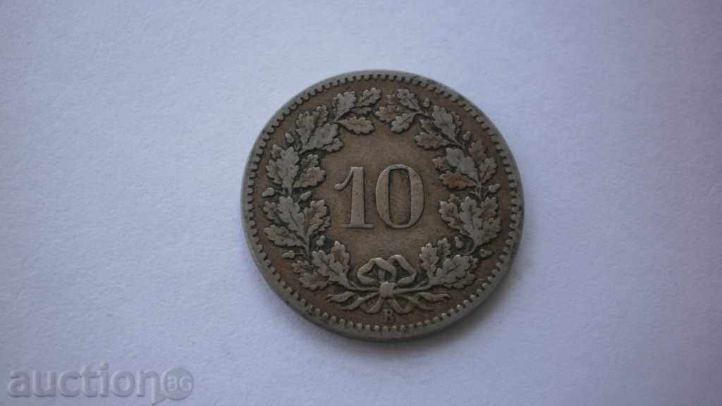 Elveția 10 rapeluri 1885 Rare monede cu preț € 2.56 | 5.01 BGN