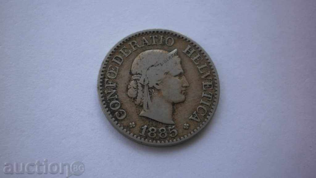 Швейцария 10 Рапен 1885 Рядка Монета