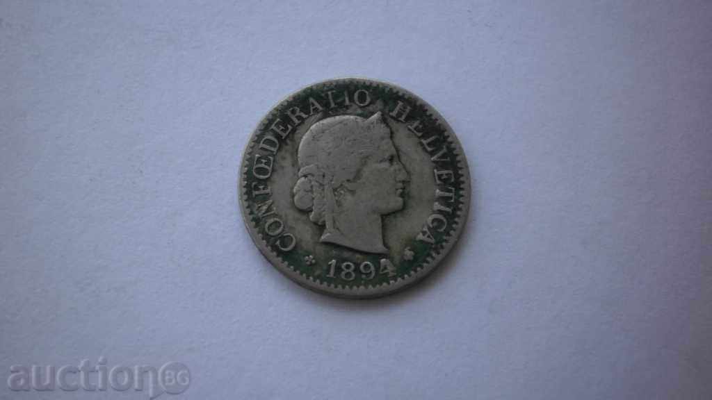 Ελβετία 5 καταρρίχηση 1894 Σπάνιες κέρμα