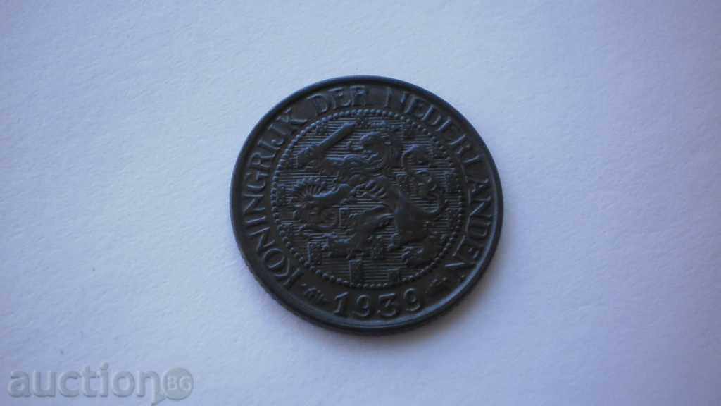 Холандия 1 Цент 1939 Рядка Монета
