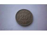 Islanda 25 Ayrir 1940 Rare monede