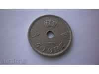 Норвегия 50 Йоре 1940 Рядка Монета
