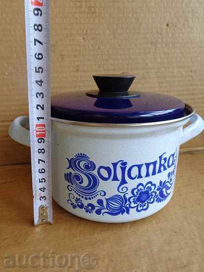 Old Sauce pot, enameled vessel, enamel with price 35.00 BGN | € 17.90 Old Sauce pot, enameled vessel, enamel with price 35.00 BGN | € 17.90