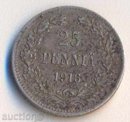 Russian Finnish 25 penny 1916, silver coin