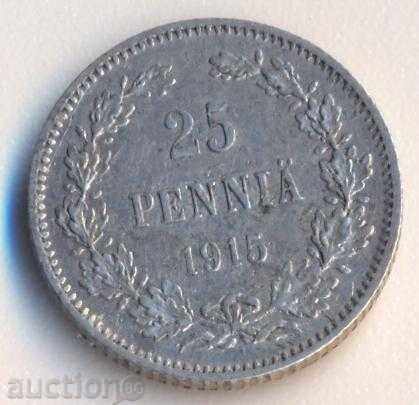 Руска Финландия 25 пениа 1915 година, сребърна монета