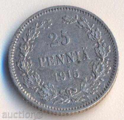Russian Finnish 25 penny 1915, silver coin Russian Finnish 25 penny 1915, silver coin