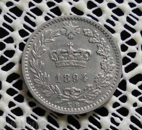1894KB ITALY 20 CENTESIMI COIN = XF = Rare coin