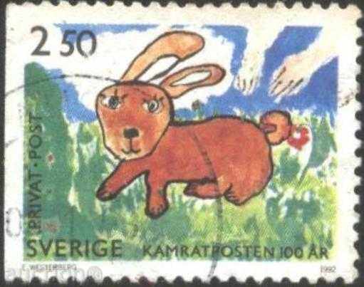 Clamed Brand Children's Drawing Rabbit 1992 from Sweden