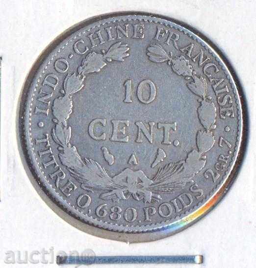Franceză Indochina 10 cenți în 1924, un argint rar