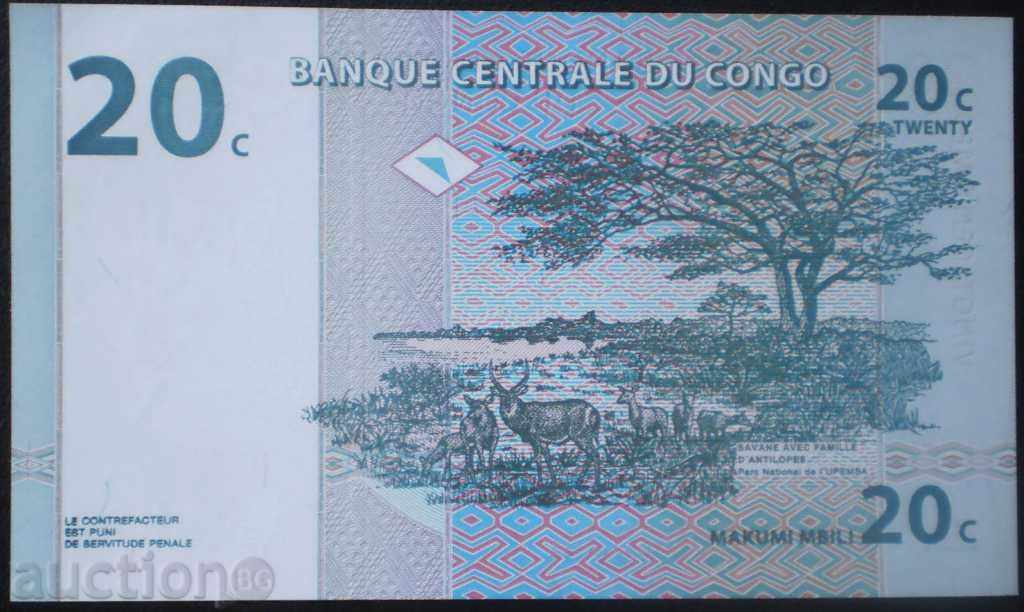 Congo 20 Tsentimi 1997 UNC cu preț € 1.02 | 1.99 BGN