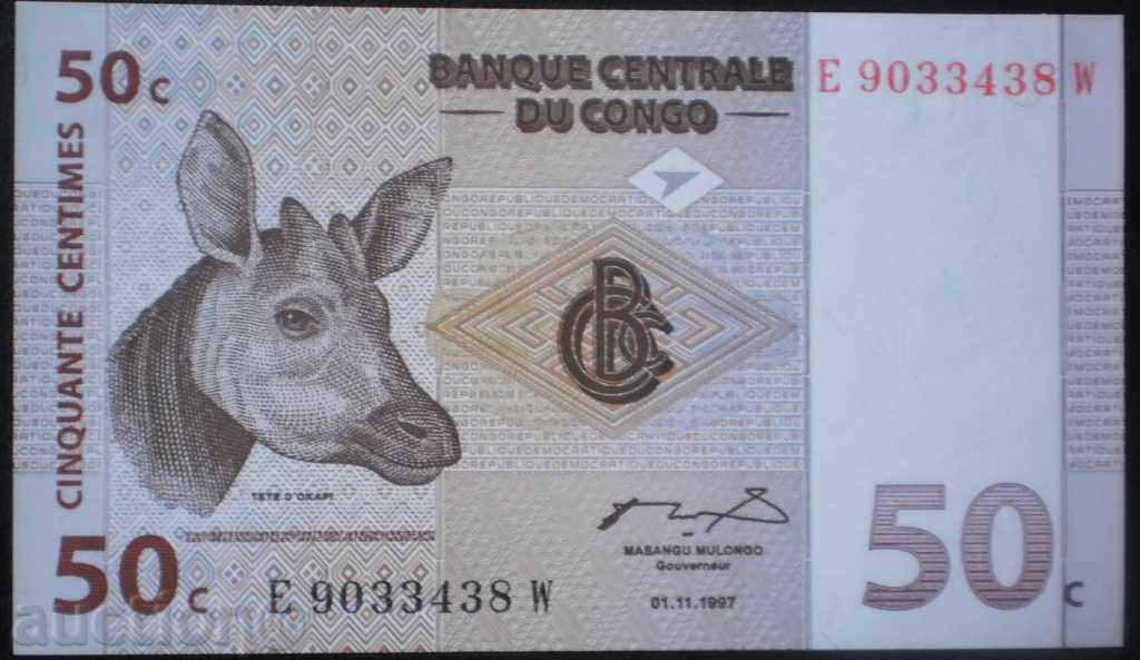 Congo 50 Cents 1997 UNC