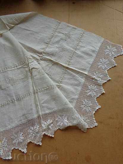 Old fringed cloth with lace, knitting, fringe with embroidery - 5