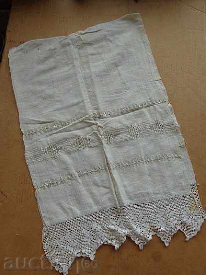 Стара кенарена кърпа с  дантела, плетка, кенар с бродерия