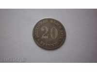 Германия - Империя 20 Пфенига 1875 G Рядка Монета