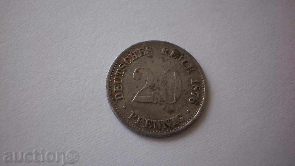 Germany - Empire 20 Pennig 1876 C Rare Coin