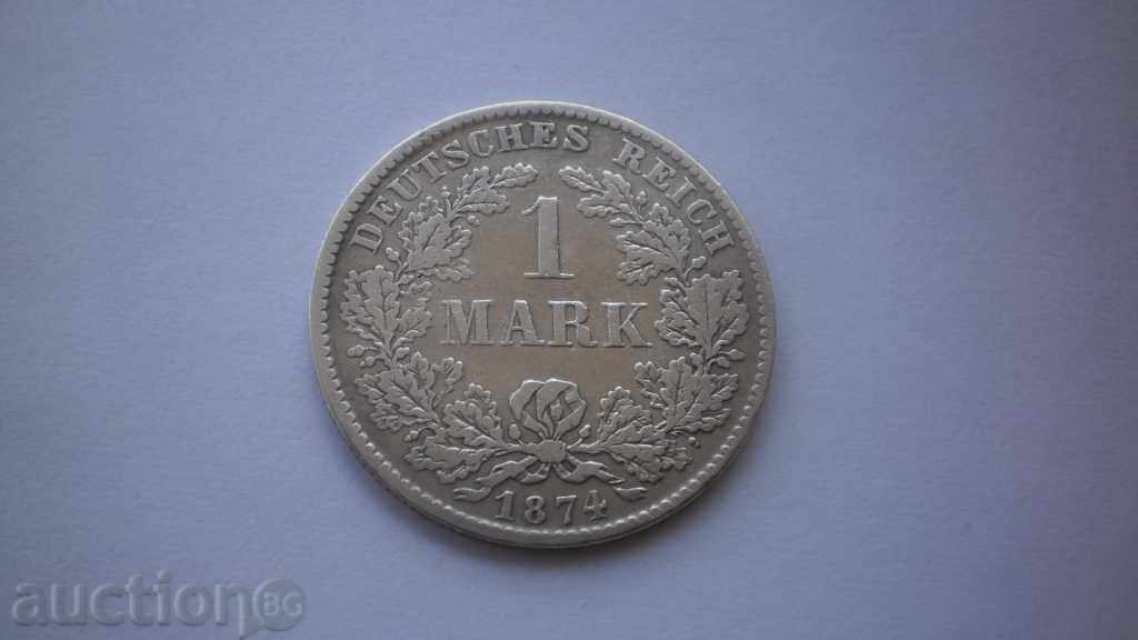 Германия - Империя 1 Mарkа 1874 D Рядка Монета